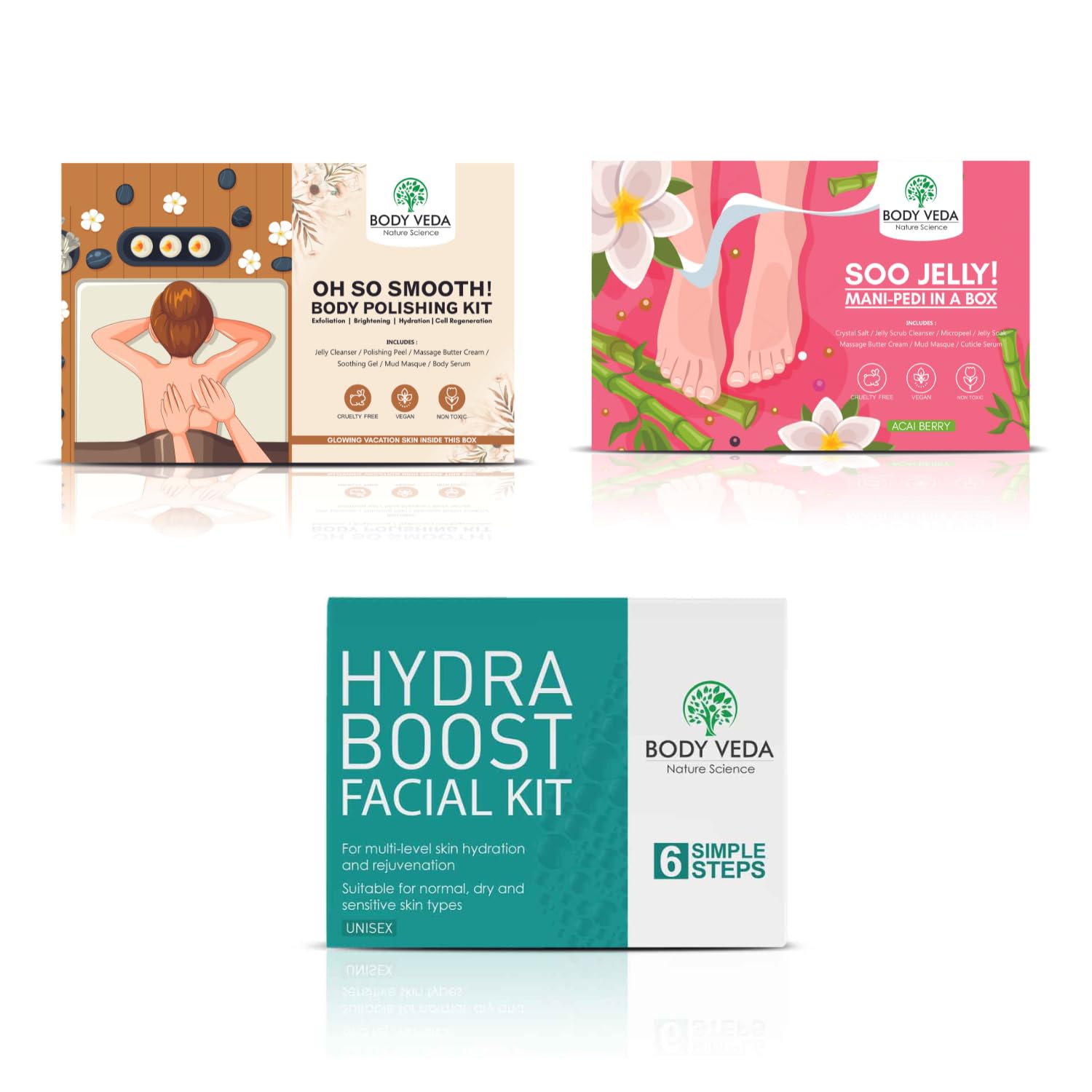 BODY VEDA Complete Skincare Combo: Hydra Boost Facial, Body Polishing & Mani-Pedi Kits for Men & Women-image-16