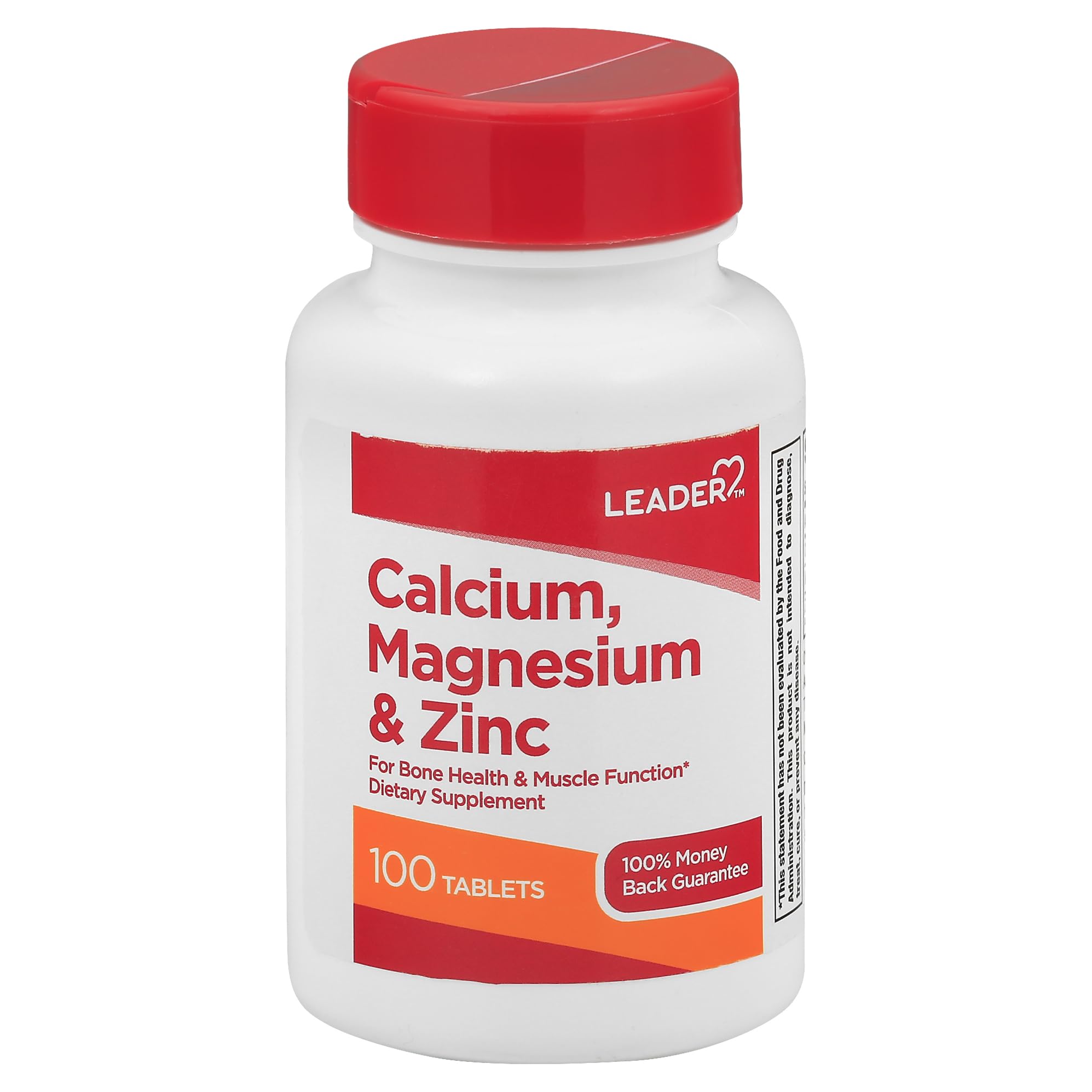 Leader Calcium Magnesium & Zinc Tablets 100 Ct. Supports Bone Muscle & Immune Health