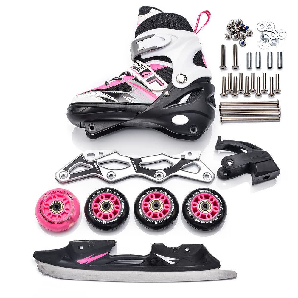 Rolki dla Dzieci Łyżwy Wrotki Łyżworolki Rollerblade 4 w 1 Fitness Młodzieżowe Damskie Męskie meskie Regulowane Czarne i różne kolory dla Dorosłych Scate Koła Led Meteor