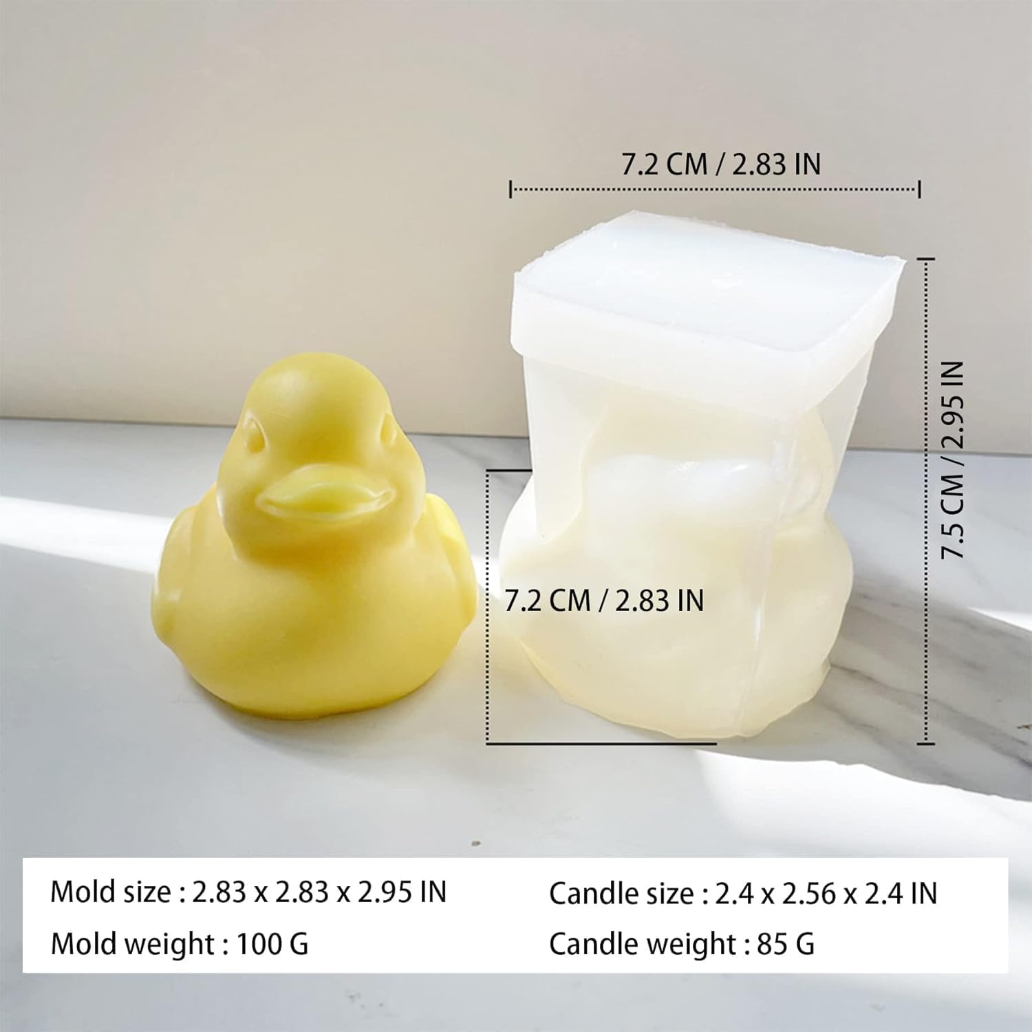 2pcs 3D Duck Candle Mold Duck Silicone Mold for Fondant, Chocolate, Dessert, Cake Decor, Soap, Bath Bomb, Polymer Clay, Plaster Ornament, Resin Art