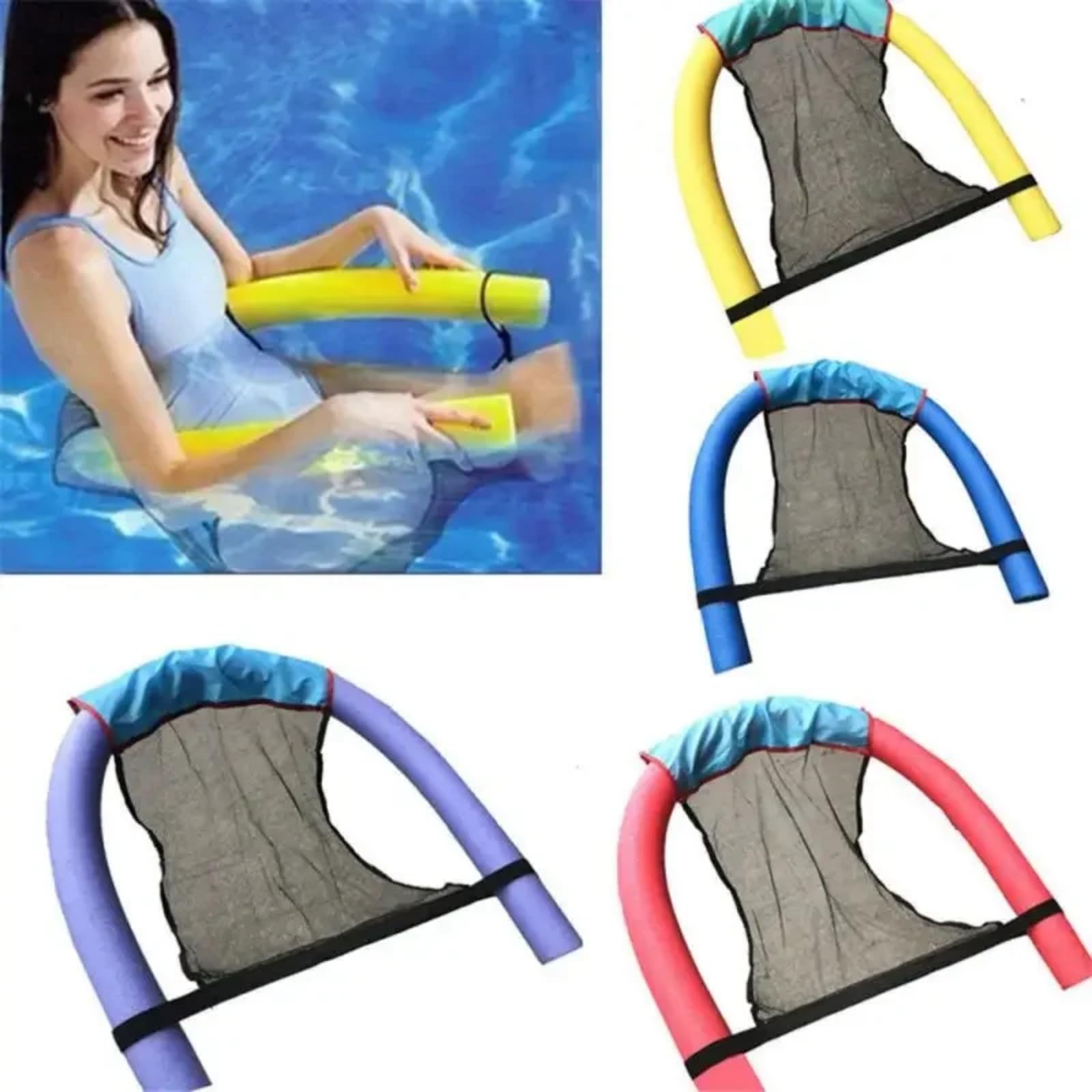 Folding Pool Float Chair Net Beach Essential Swim Aid Storage Friendly Beach Gear Pool Accessories