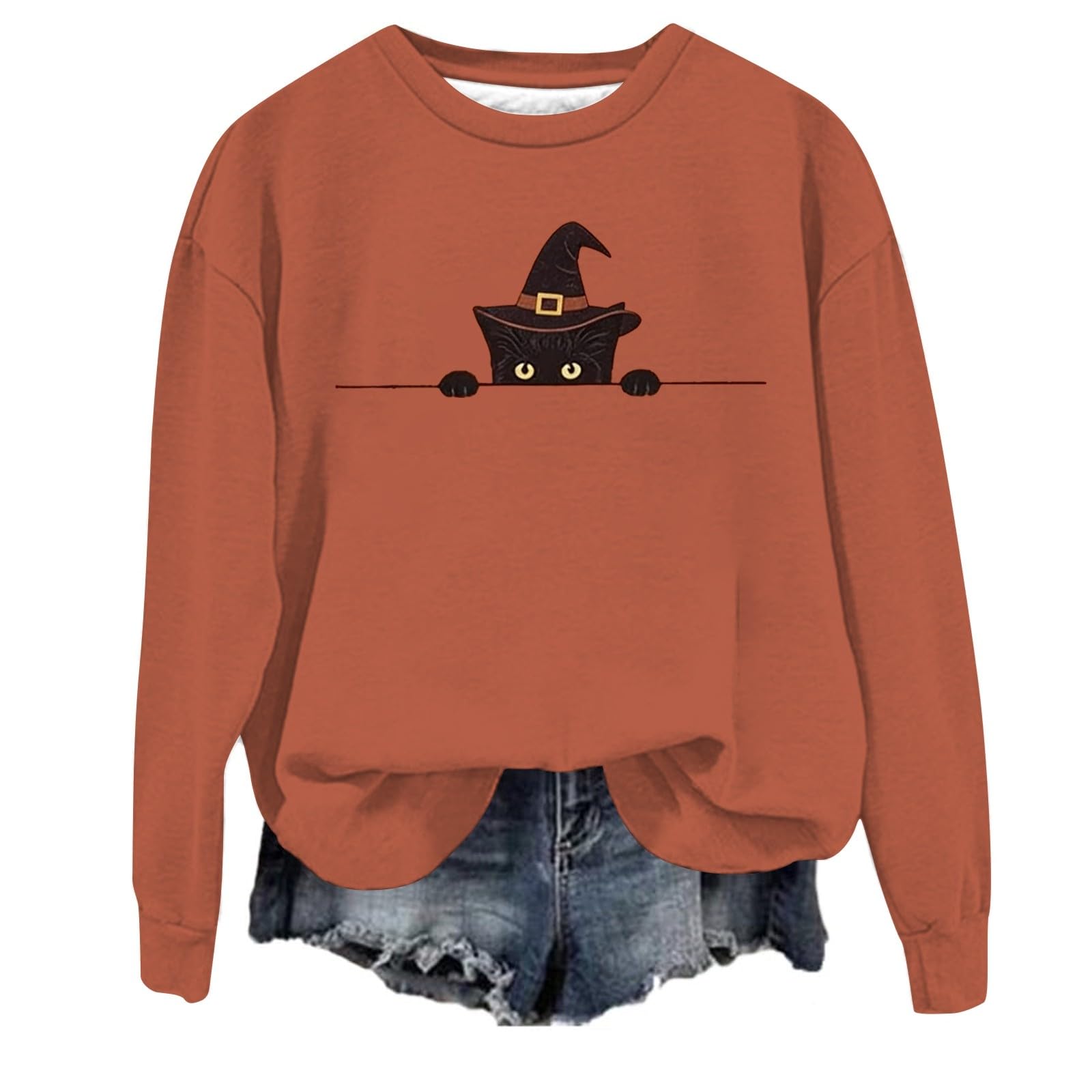Sudadera Unisex sin Capucha con Estampado gráfico de Halloween, Cuello Redondo, Estilo Casual, Jersey, Moda Urbana de Temporada.