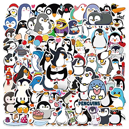 Gxizlba 100 Pcs Cute Penguin Stickers Funny Penguin Waterproof Vinyl Laptops Decals for Water Bottle Bumper Journal Cartoon Animals Party Reward Sticker for Kids Teens Adults