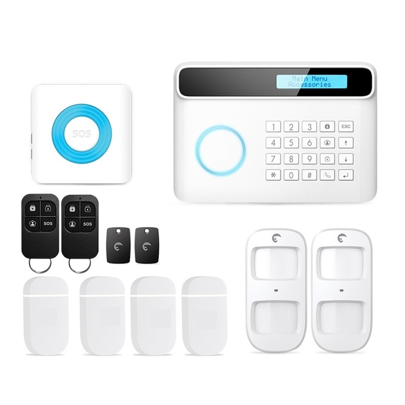 Alarme Intelligente Plus contrôle APP sans Fil sécurité à Domicile système d'alarme GSM télécommande Kit de capteur Intelligent Composition Automatique pour la Maison et Le Garage(Set B)