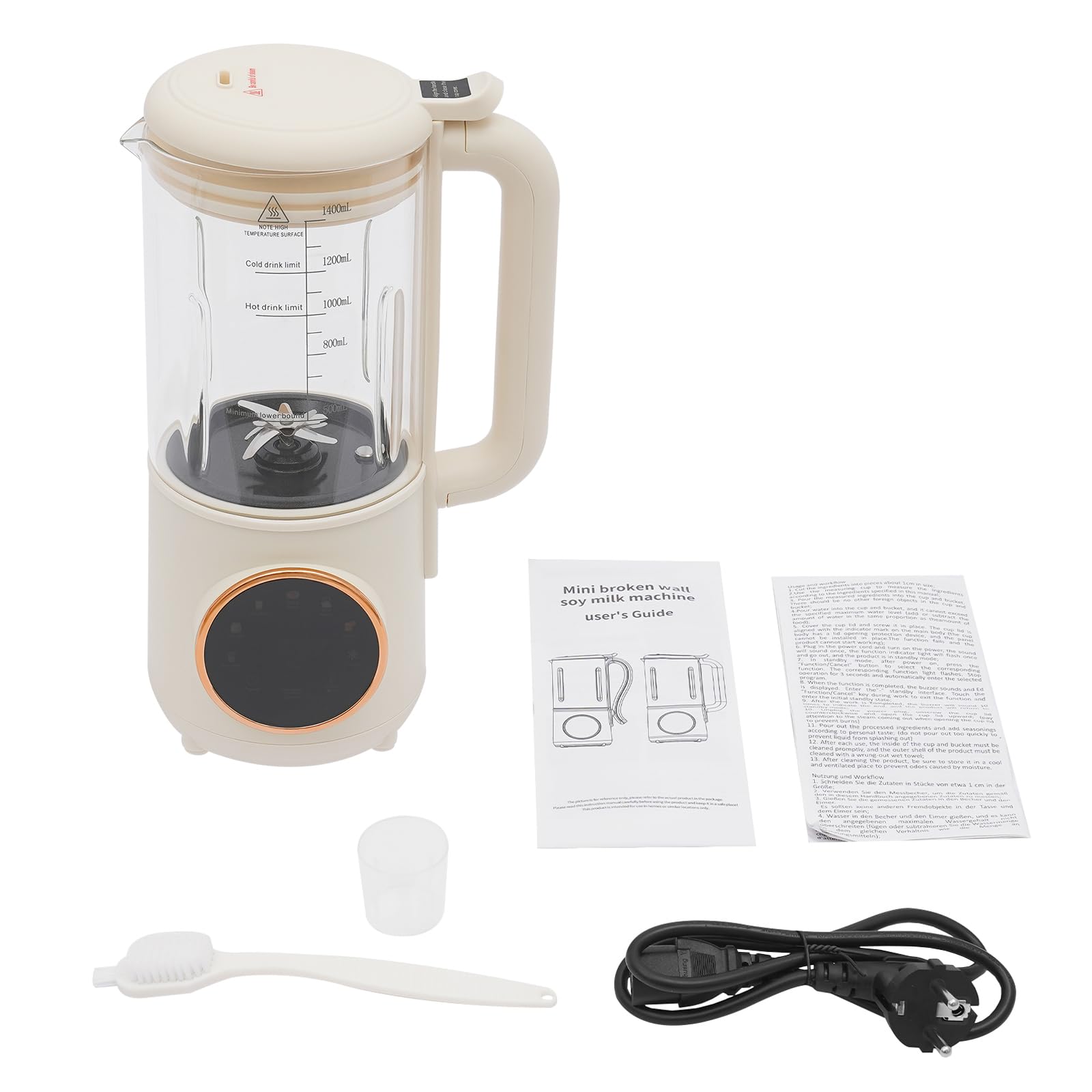 Vollautomatischer Sojamilchbereiter 1,4L, 24h Vorwahl & 6h Warmhaltefunktion, 600W Nussmilchmaschine, Selbstreinigungsfunktion für Sojamilch, Nussmilch, Hafermilch, Babynahrung, Saft