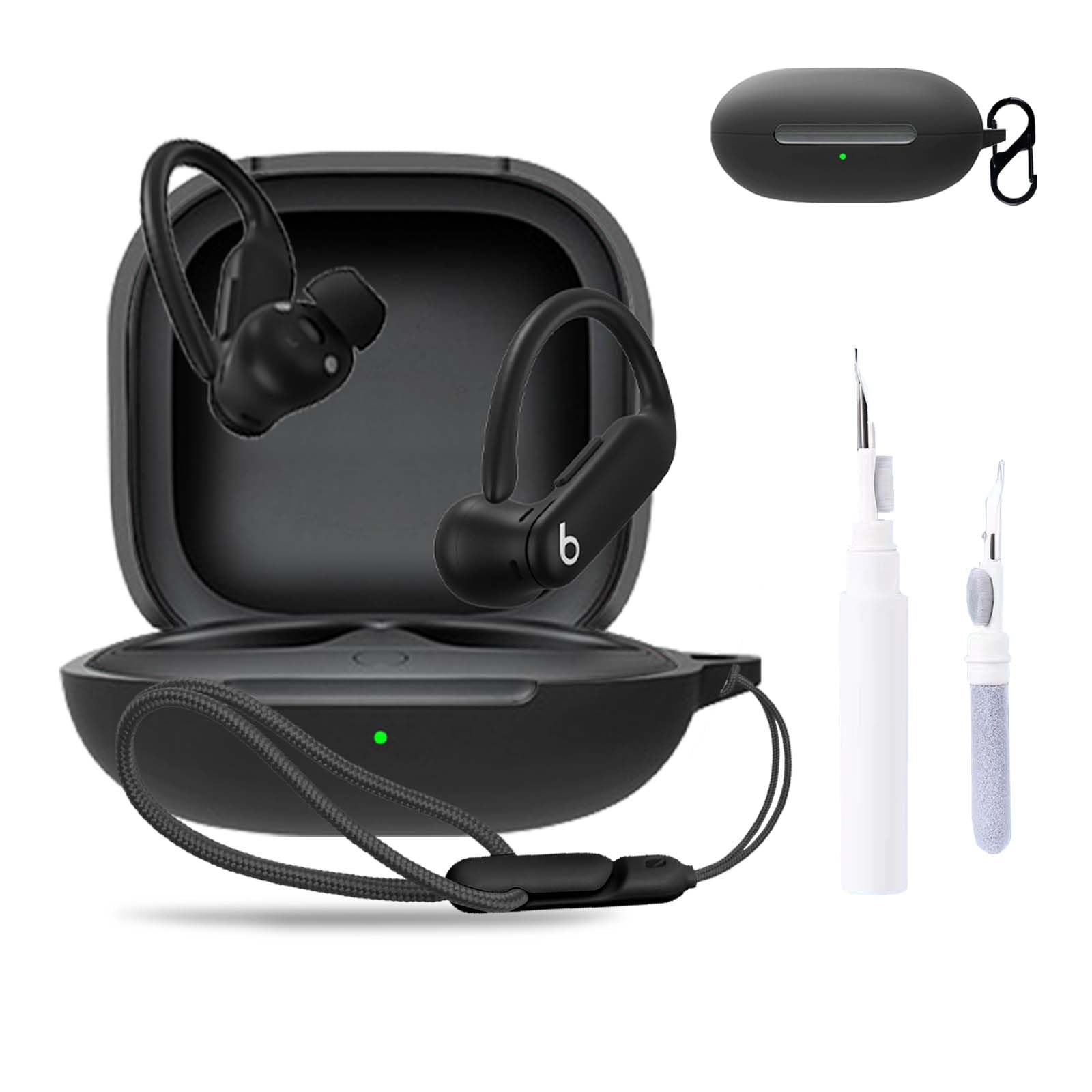 NOUKAJU for Beats Powerbeats Pro 2 Case Cover, Earphone Protective Cover(with Carabiner + Lanyard + Cleaning Pen) Drop-Proof,Shock-Proof,Dust-Proof,