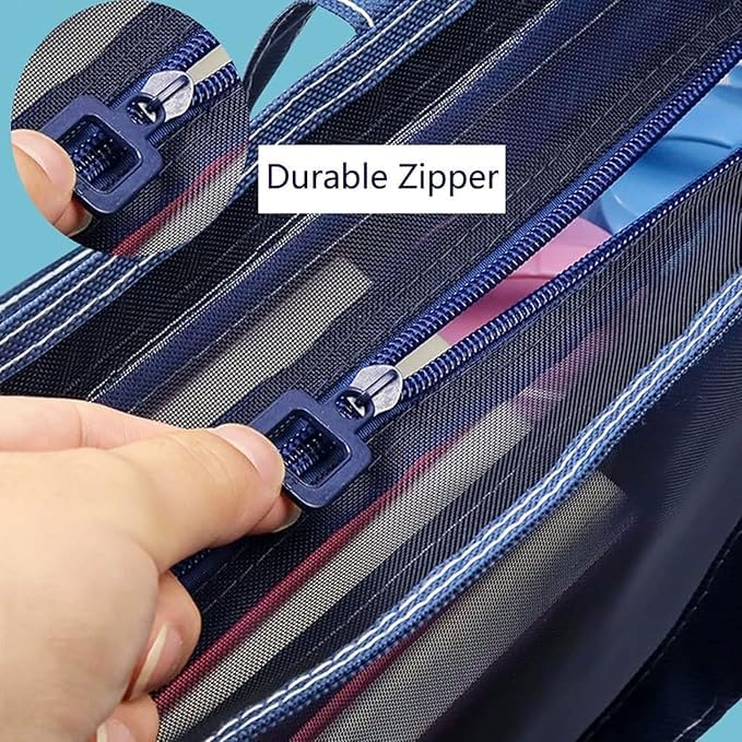 Image of OhMill Large Art Portfolio Case 18 x 12 Inch Portfolio Bag Nylon Mesh Art Bags Artwork Storage Case with Handle and Zipper