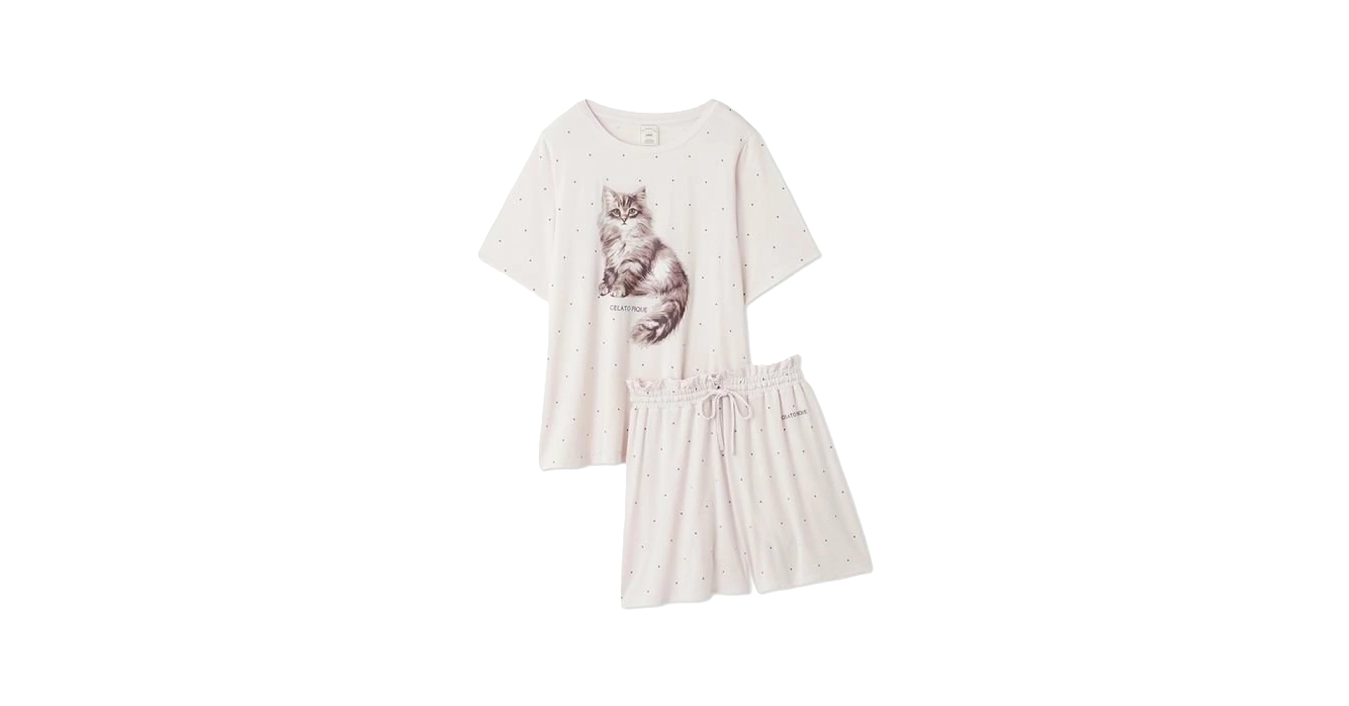 ジェラートピケ CAT柄ワンポイントTシャツ&ショートパンツ上下セット ONLINE限定】CAT柄ワンポイントTシャツ&ショートパンツセット