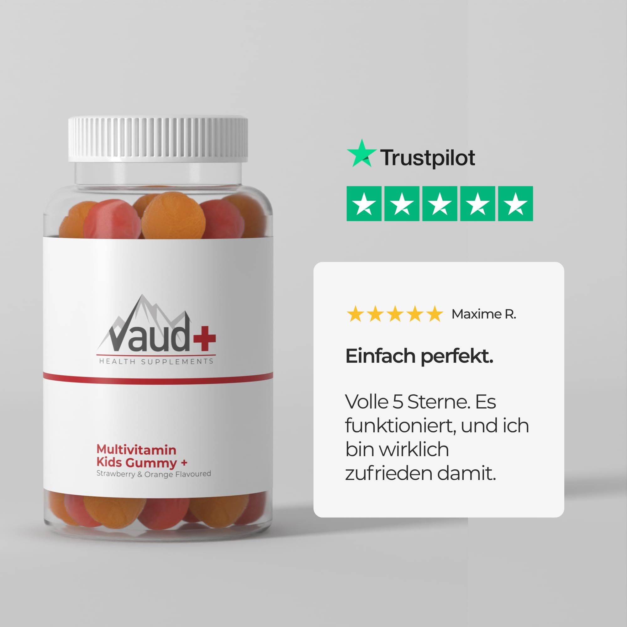 VAUD Kinder Multivitamin Gummys – Vitamin C, D, A & Zink – ohne Gelatine