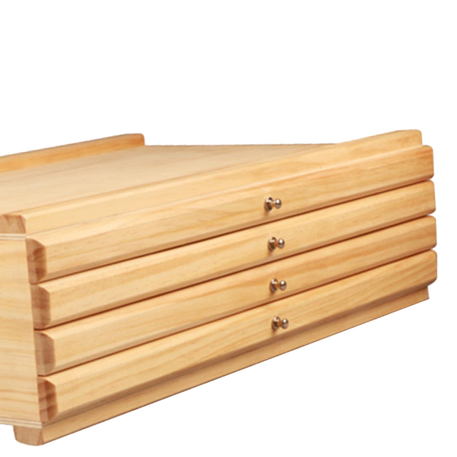 Boîte de Rangement pour Matériel d'artiste, Boîte de Rangement en Bois avec Séparateur Amovible, 4 Tiroirs