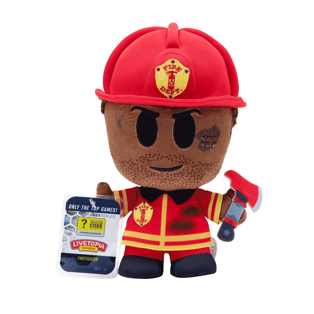 Peluche DEVSeries Pompier 20 cm, qualité premium et détails soignés - 3
