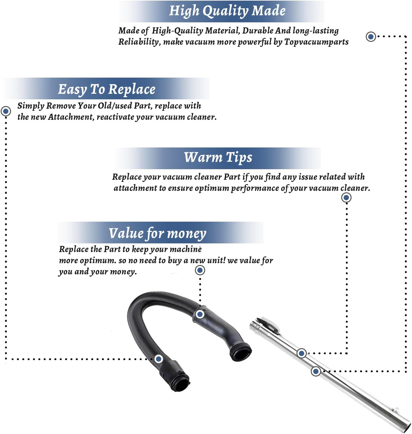 Replacement For Hoover C2094, CH30000 Portapower Canister Non-Electric Pistol Grip Hose W/ 20" Chrome straight wand, Compare to Parts # 43434239, 43453027