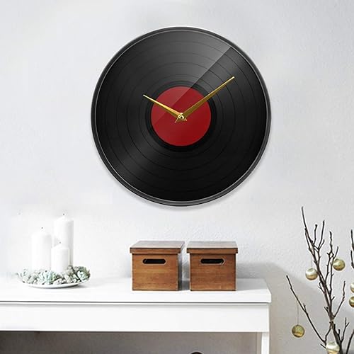 Miniatura 6 de ALAZA Divertido reloj de pared de disco de música clásica con pilas, silencioso, sin tictac, para decoración de sala de estar, 12 pulgadas 9.5