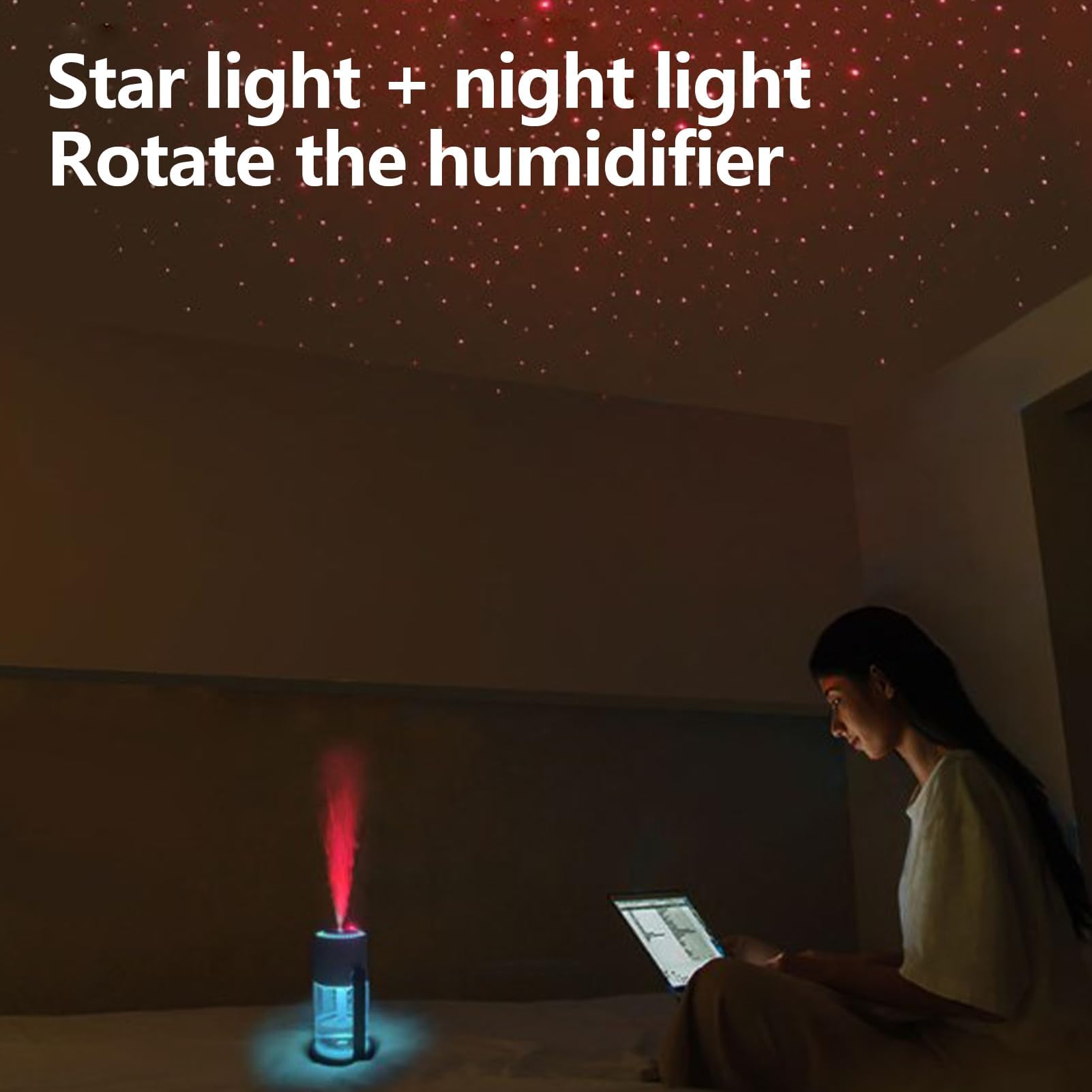 Umidificatore a nebbia fredda con diffusore di olio e luce d'atmosfera, elegante proiettore per asilo nido e casa, comoda soluzione di umidità per camera da letto e spazi familiari