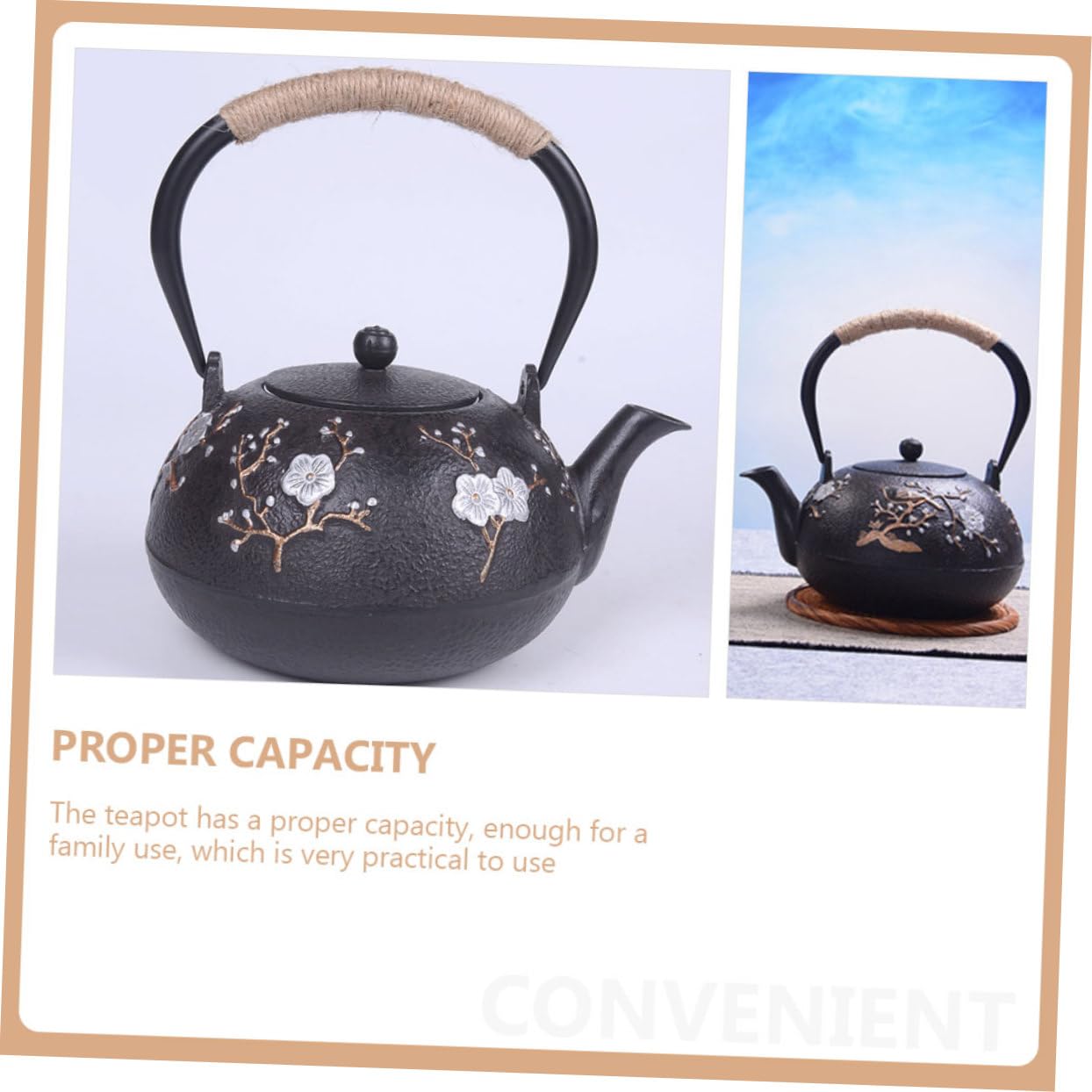 PRETYZOOM Tetera de Hierro Fundido Tetsubin Pequeña 800 Ml Hierro Fundido Resistente Infusor Integrado para Té Hojas Sueltas Hogar y Oficina Diseño Retro para Salón de Té
