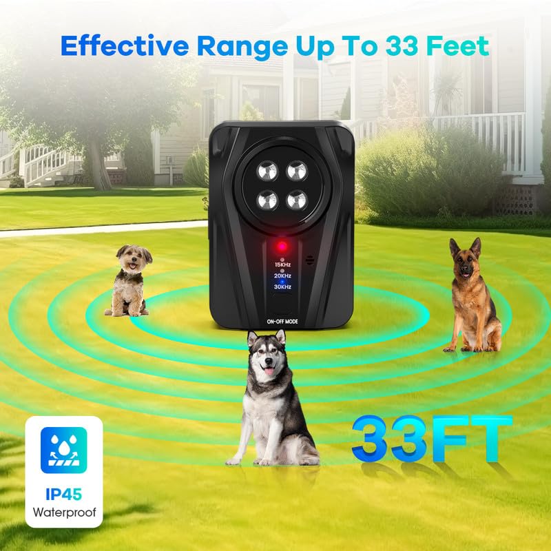 Anti Bell Gerät Hunde, 33FT Auto Antibell Ultraschall Gerät, Hunde Bellen Stoppen mit 3 Modi, Wiederaufladbares Antibell für Hunde, Sichere Ultraschall Gegen Bellen für Kleine und Große Hunde