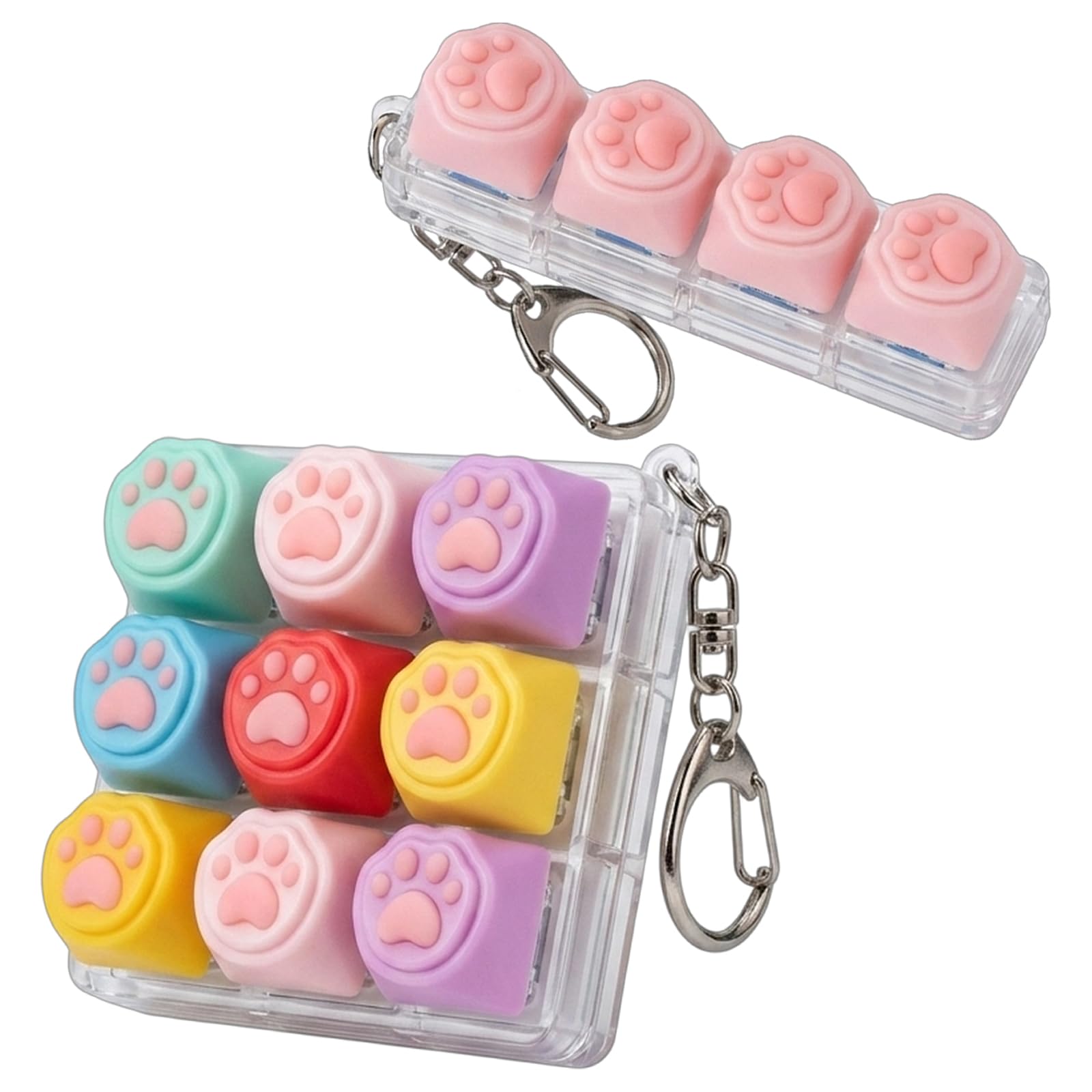 2 PCS Keyboard Fidget Clicker, Fidget Keyboard Set, Multicolor Cat Paw 9-Key Keyboard with 4-Key Pad, Portable Relaxation for Office Work and Travel-image-41
