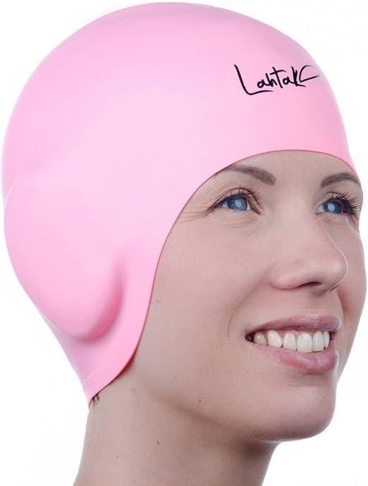 Swim Caps Ear Protection 3D Swimming Cap for Women Men Silicone Swim Cap Waterproof Fits