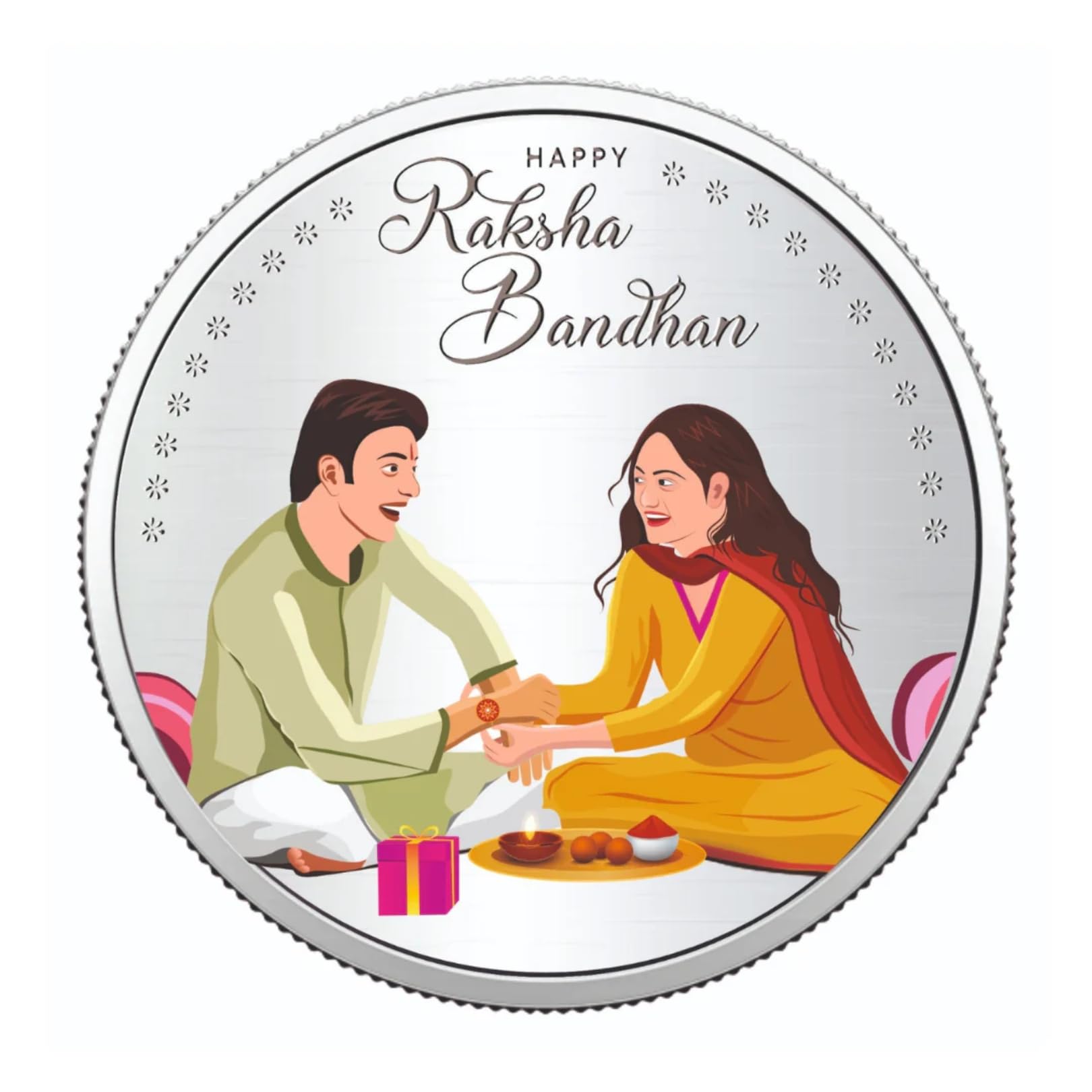 CHOTTEY LAL AND SONS 999 Pure Silver Bhai - Bahan Rakshabandhan Colorful Rakhi Coin with Blister Card Packaging for Brother Sister Bhaidooj - (Silver, 10 Gram) (B0D6322Y9R) Amazon Price History, Amazon Price Tracker