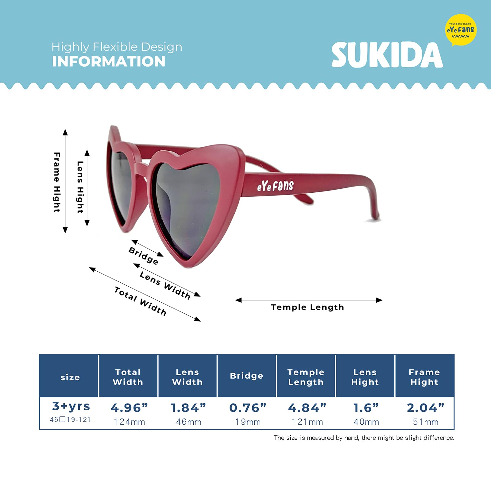SUKIDA Heart - Gafas de sol para niños y niñas, para fiestas de verano de Barbie, marco flexible UV400 TPEE sin BPA, edad 3-10 años
