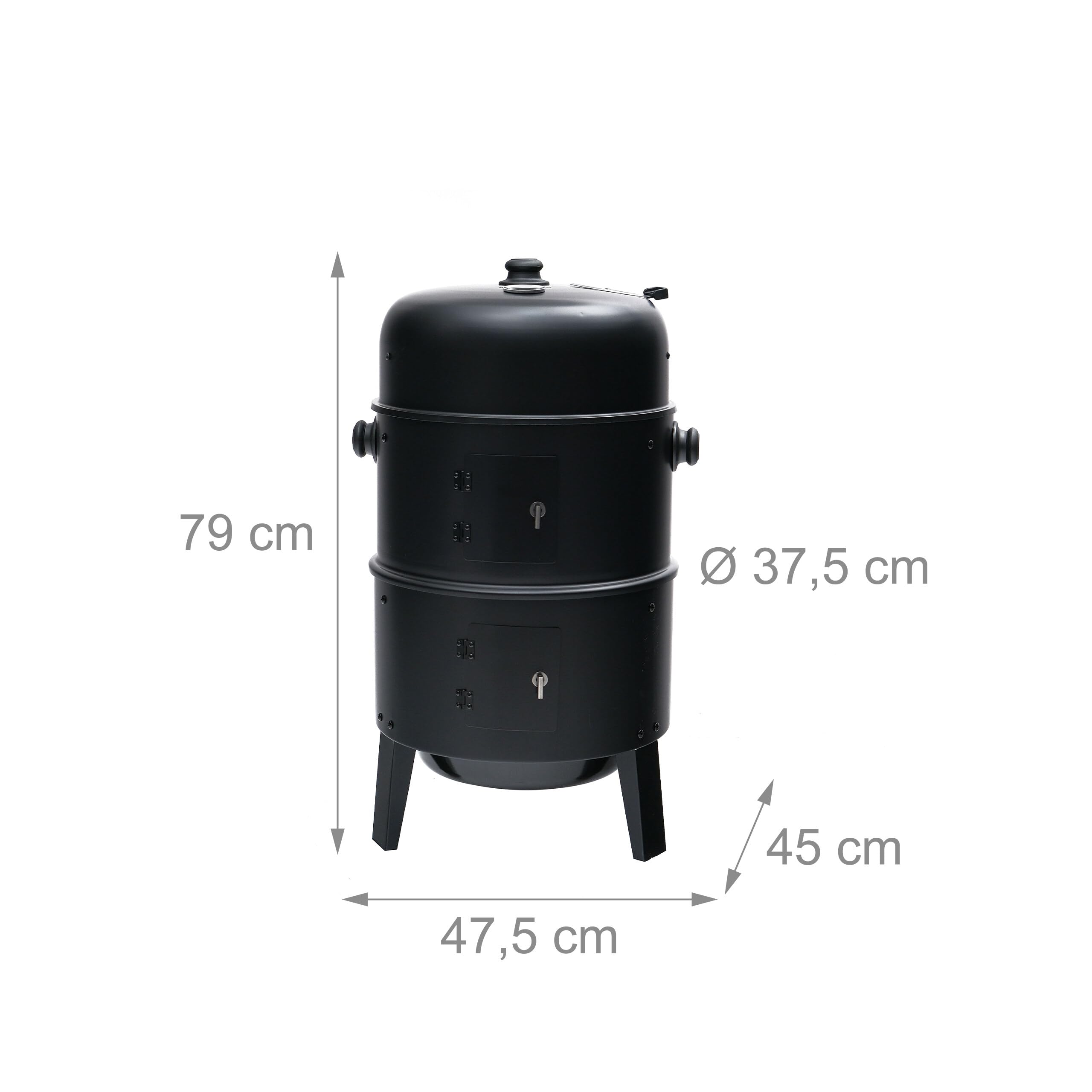 Relaxdays Smoker 3in1 Affumicatore/Griglia/Cottura, nero