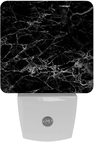 LORVIES Impresionante luz LED de noche con enchufe de mármol negro, sensor automático del atardecer al amanecer, noche decorativa para dormitorio,