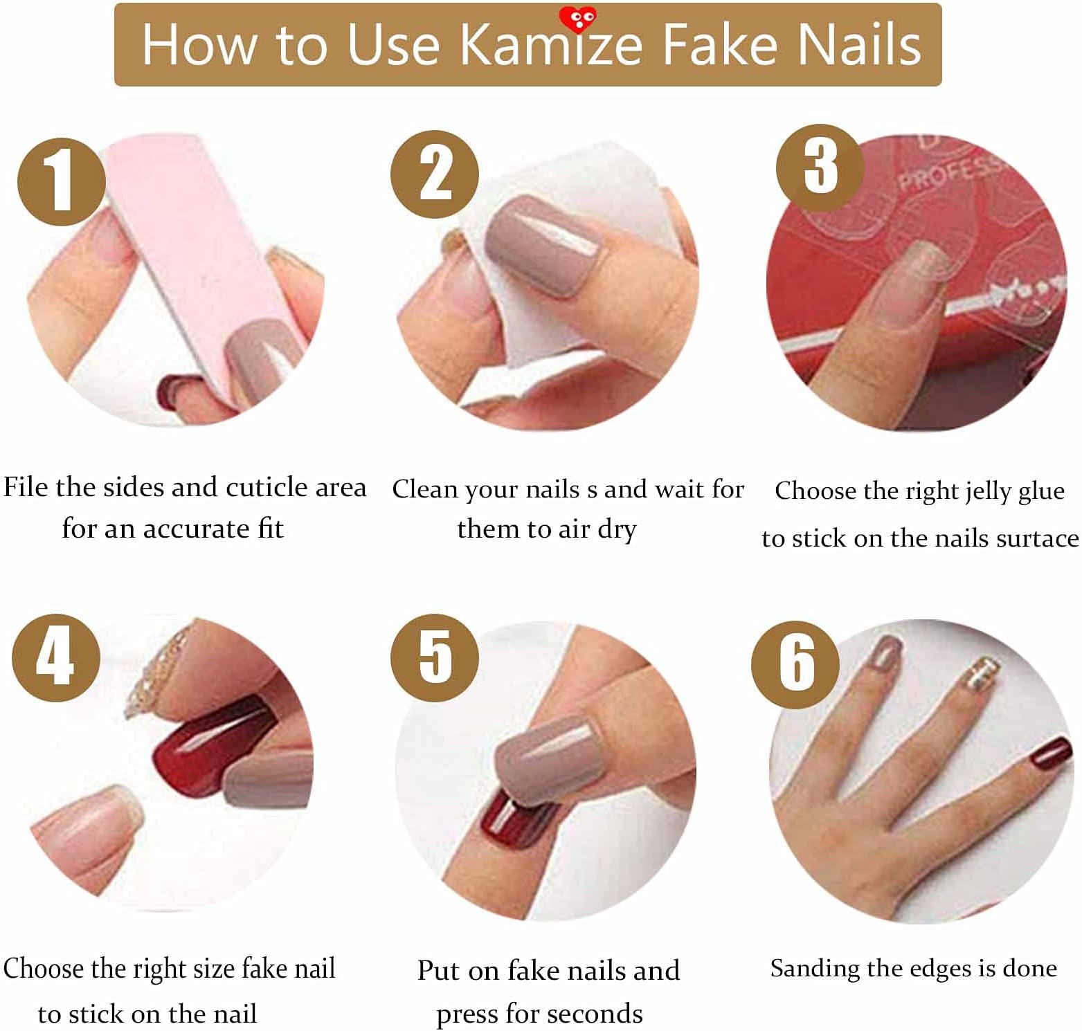 Kamize Short Press on Nails French Oval Fake Nails Tips Acrylic Full Cover Blue False Nails for Women and Girls24PCS