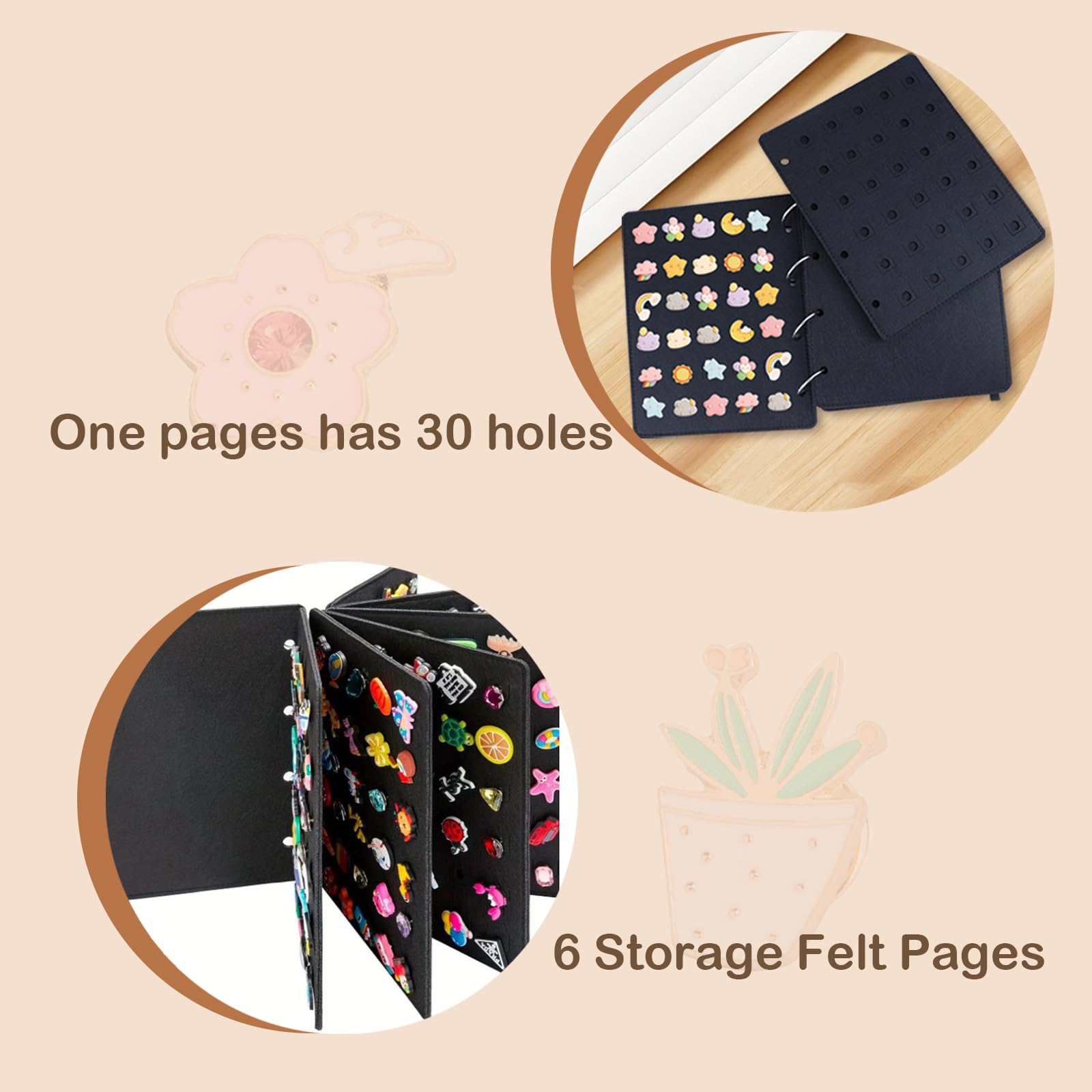 FINGERINSPIRE Pages D'Affichage D'Épingles En Feutre Et Émail Avec 6 Page Protection Et Classeurs à Anneaux Amovibles 26x21cm D'Affichage D'Épingles Noir Organisateur Pour Affichage D'Épingles Émail