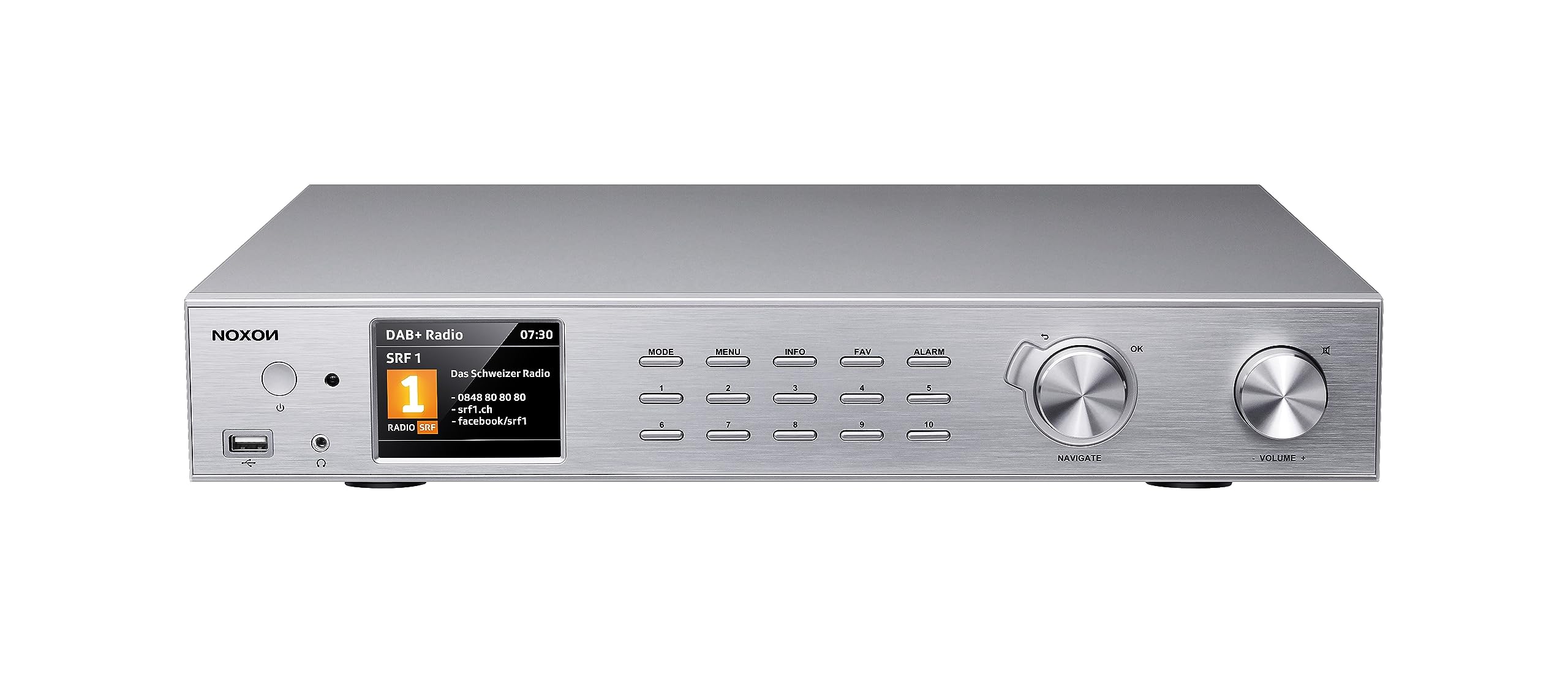 Noxon A 571 Silber, Internetradio, DAB+, UKW Tuner, Spotify, Bluetooth, USB, LAN + WLAN