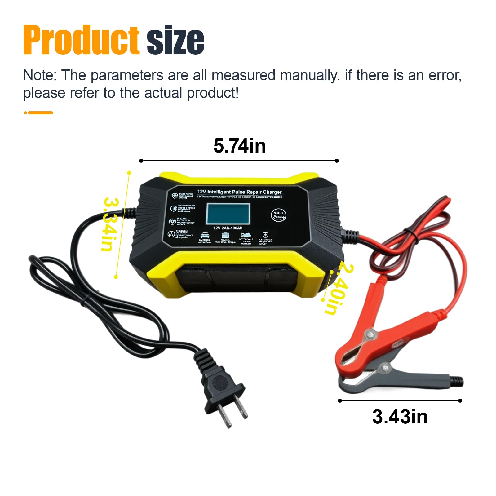 Chargeur de batterie de voiture 12 V 6 A, chargeur intelligent et mainteneur avec écran LCD et compensation de température, chargeurs portables universels pour voiture, camion, SUV, ATV