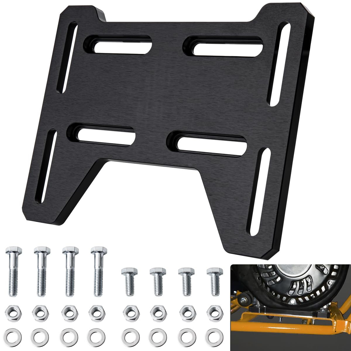 Plaque de montage pour moteur Predator 212cc réglable en aluminium noir