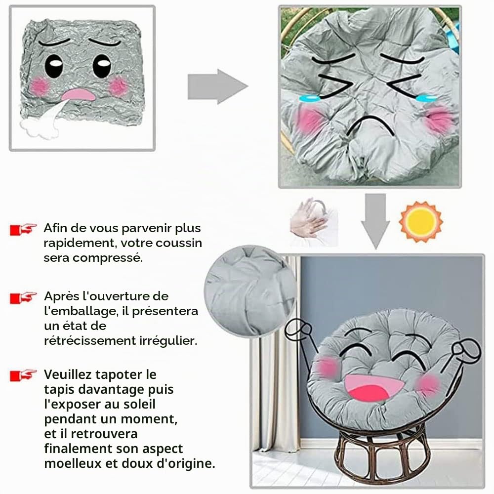 Morbuy Papasan Coussins de Chaise Ronds, Doux Épais Coussin Fauteuil Papasan Coussin Fauteuil Rotin pour Jardin ExtéRieur, Balcon Et Salon (110x110CM,Gris)