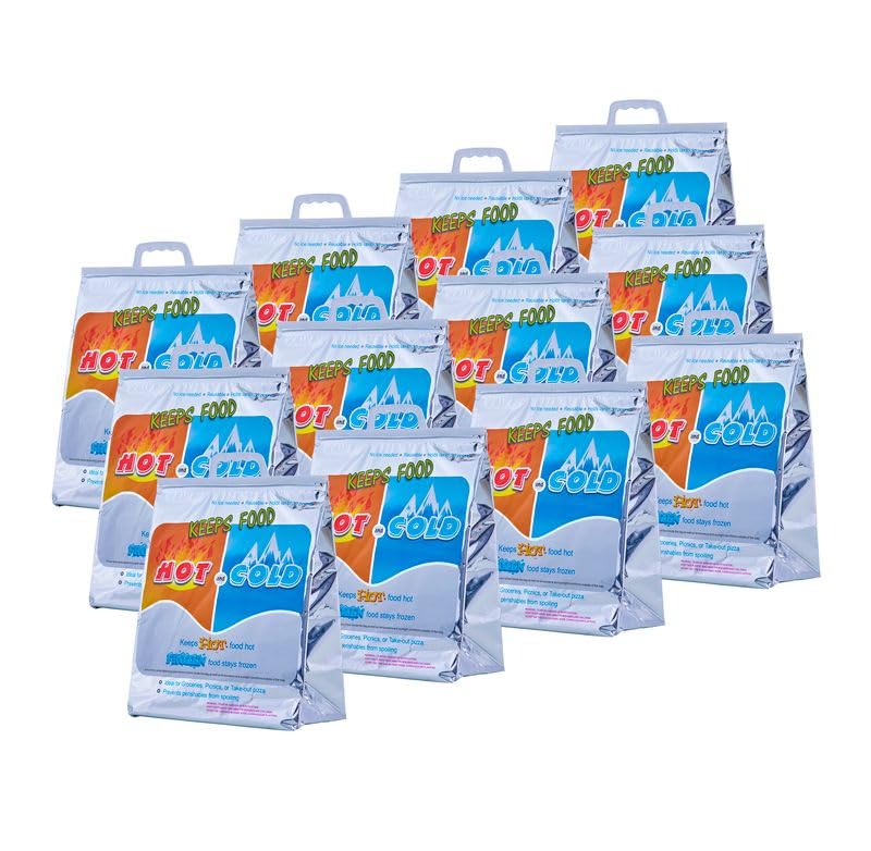 Image of Superio Hot and Cold Stand Up Reusable Insulated Bag- 12 Pack Food Storage for Frozen Items & Hot Items Including Lunch Bags & Grocery Shopping Bags Reinforced Heavy Duty Refrigerated Totes