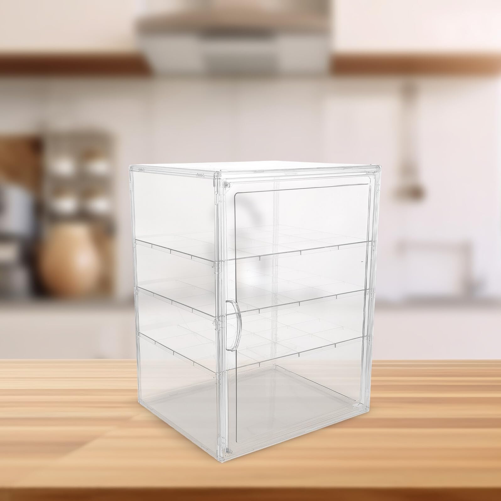 Ipetboom Vetrina per Pane e Pasticceria da Banco Trasparente 4 Ripiani Regolabili in Plastica Smontabile, Contenitore per Prodotti da Forno per Panetteria e Cucina Professionale