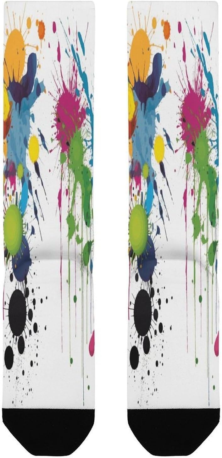 Abstract Paint Splashes Crew Socks Calf Socks Athletic Crew Sock