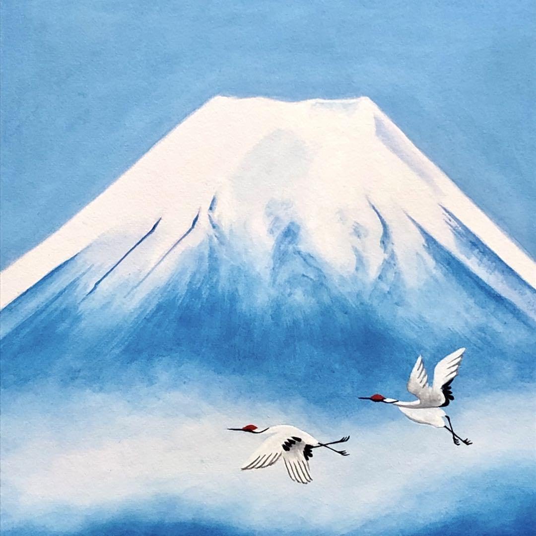 日本画 水墨画 真作 山家の吹雪 [高橋東山] 直筆サイン 箱著作付き