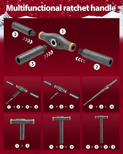 Miniatura 8 de Saker Juego de destornilladores magnéticos 42 en 1 para regalos de Navidad, kit de destornilladores con mango en T y estuche de almacenamiento,