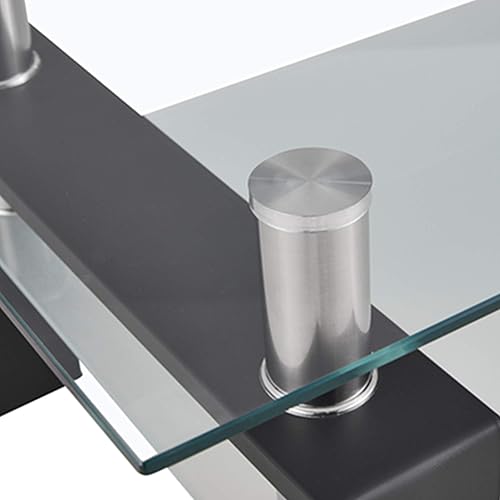 Miniatura 24 de Mesa de centro de vidrio templado para muebles de sala de estar (todo negro) Todo negro,Negro,Lift Top Negro,Nogal