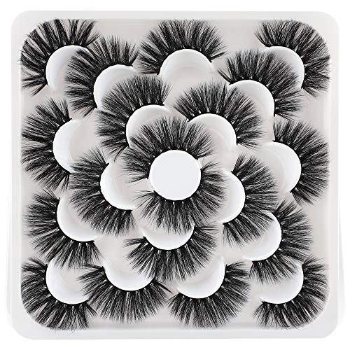 Winifred False Eyelashes, 22mm Long Volume 3D False Lashes Pack Reusable Fake Eyelashes 10 Pairs