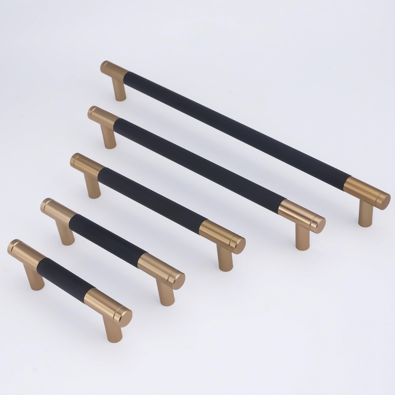 Confezione da 10 maniglie zigrinate in rame nero e champagne da 25,4 cm, moderne maniglie per armadietti da cucina con ferramenta per cassetti