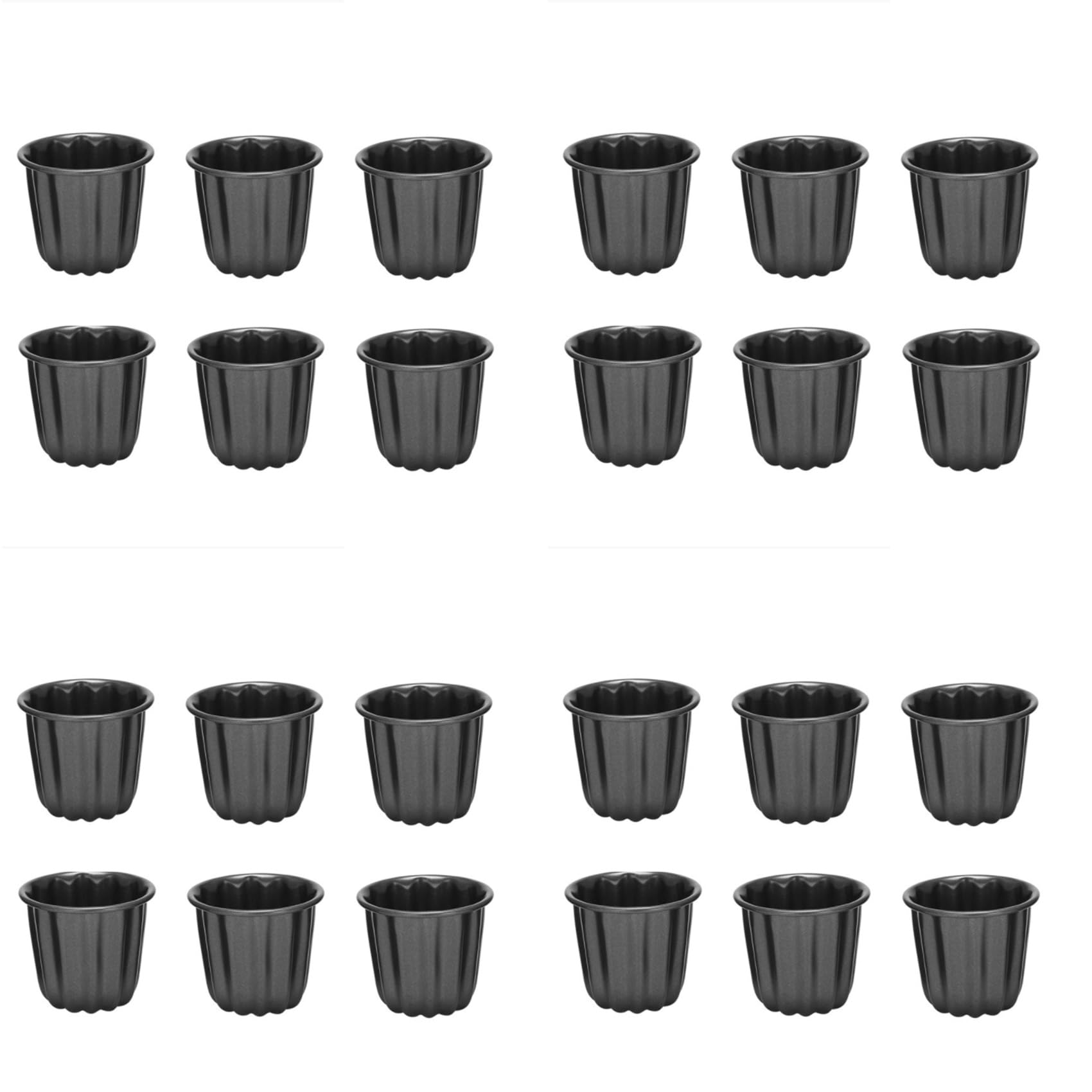 Moule à Canele, Coupe à Muffins à Cannele, Moule à Cannele Antiadhésif 24 Pièces Canneles Gris-Noir