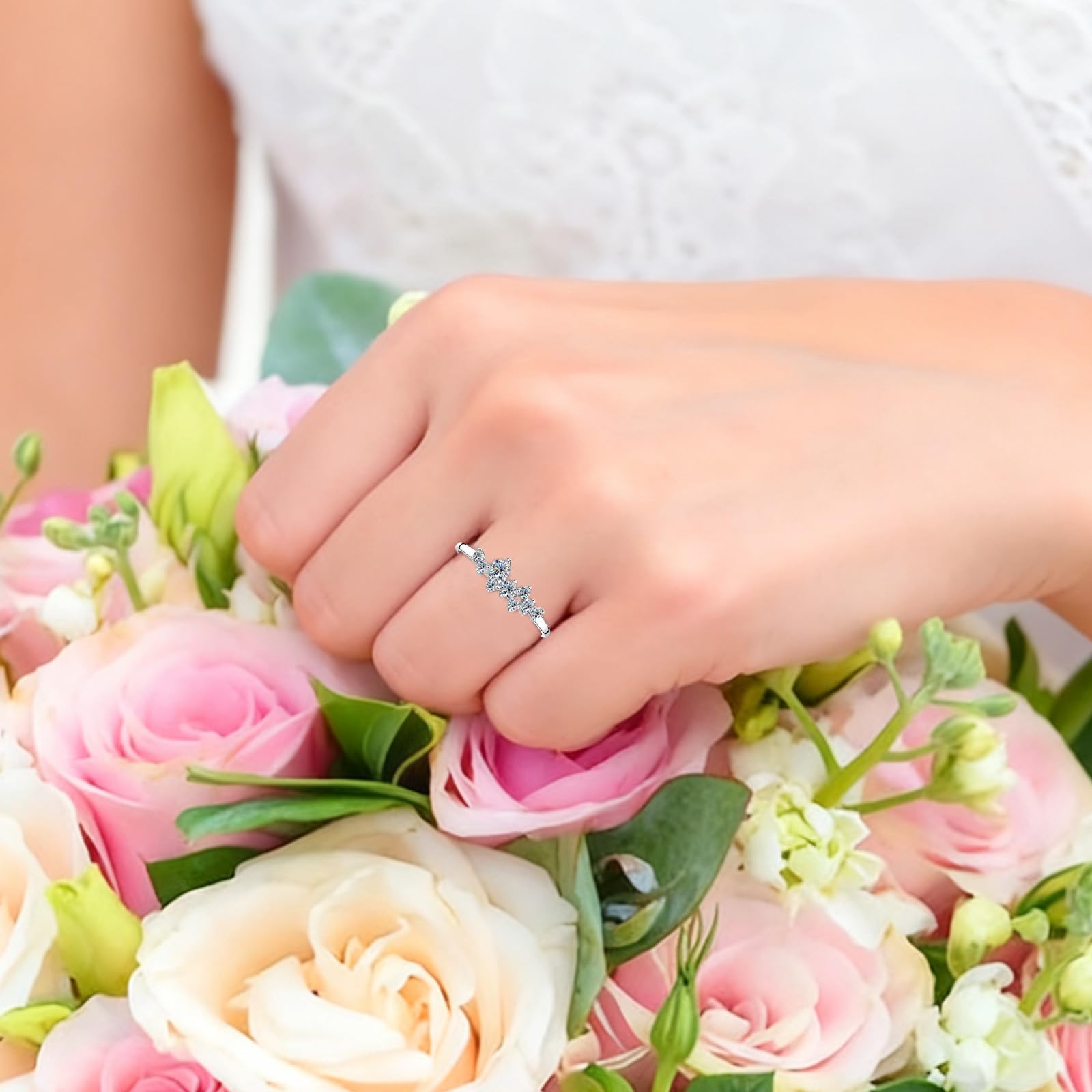 Moissanite Ringe Damen 925 Sterling Silber | Verlobungsring Ehering Schmal & Klassisch | 2025 Neu