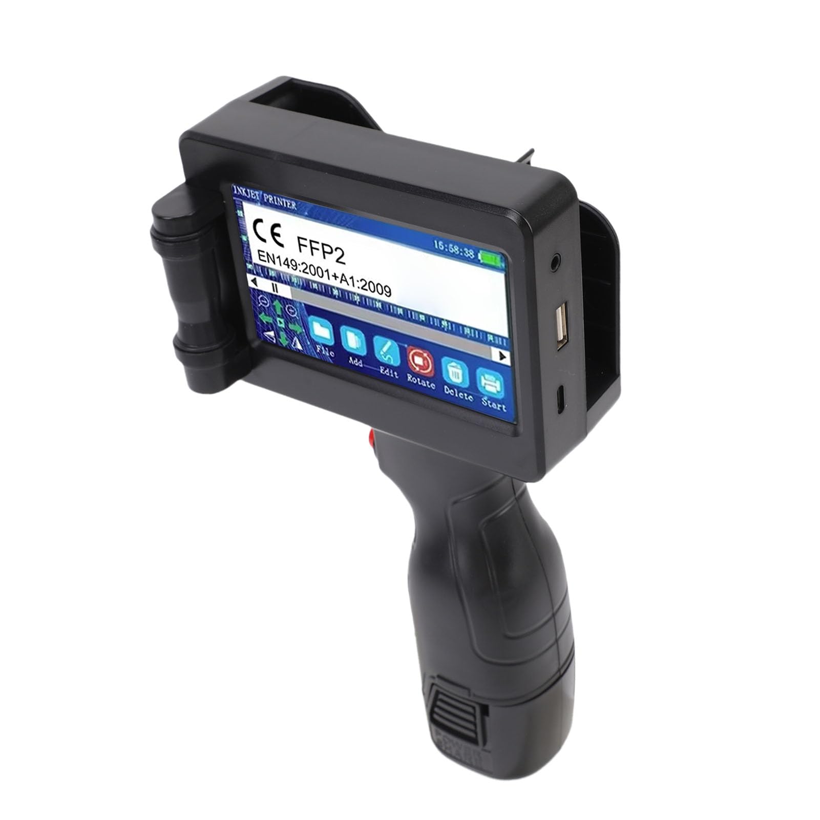 Pistola Stampante Portatile Portatile con Touch Screen a LED HD per la Stampa a Barre del Codice QR, Adatto a Vari Materiali e Impugnatura Comoda (Plug dell'UE 100-240V)