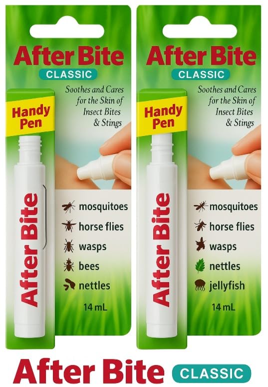 AfterBite Classic Insect Bite Relief Pen 2 Pack (14ml) | Fast Itch & Sting Relief for Mosquito Midge Wasp & Bug Bites | Travel-Friendly First Aid Treatment for Adults & Kids
