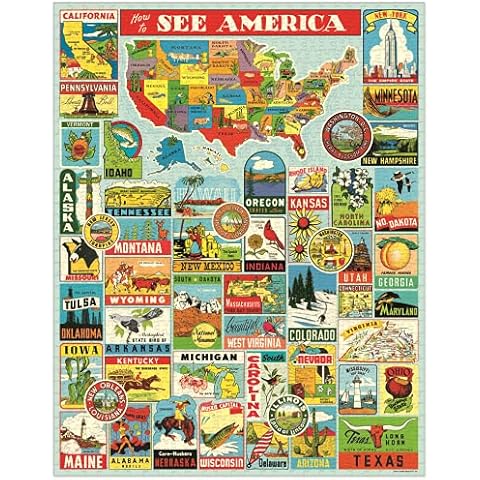 Cavallini - Vintage Jigsaw Puzzle - 1000 Pieces - 55x70cms - See America Cover