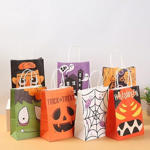 CHUANGOU Halloween godispåsar halloween papperspåsar halloween snacks väskor halloween kex väskor 7-pack, 21 x 15 x 8 cm