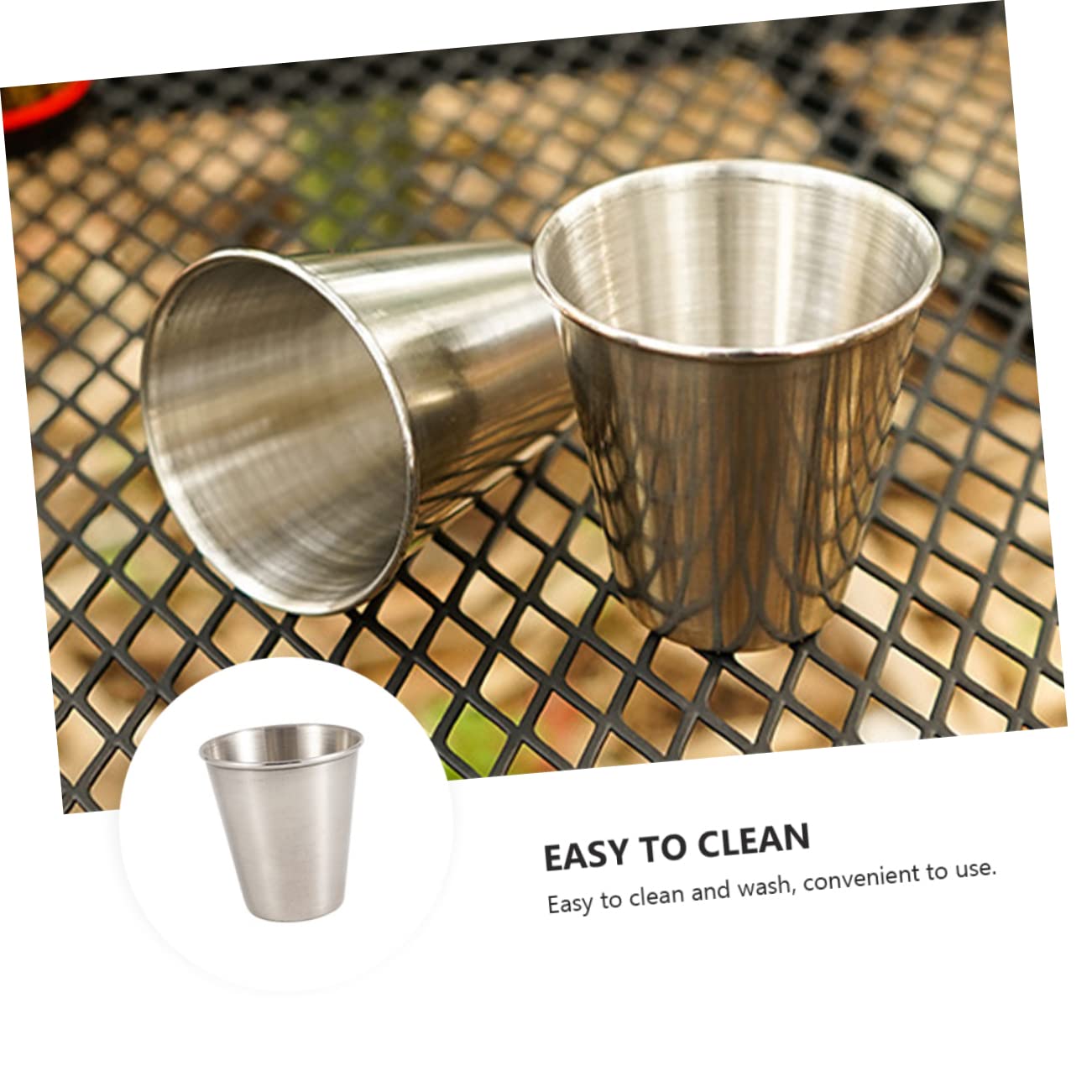 4 bicchieri in acciaio inox, 180 ml, riutilizzabili, in metallo, da