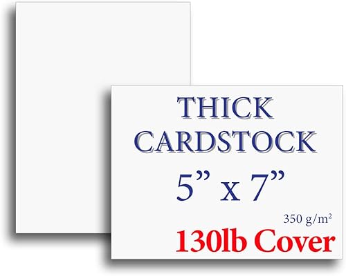 Cartulina de cubierta extra resistente de 130 libras, color blanco brillante, 5 x 7 pulgadas, papel grueso de 17 puntos de 12.35 ozm, papel de