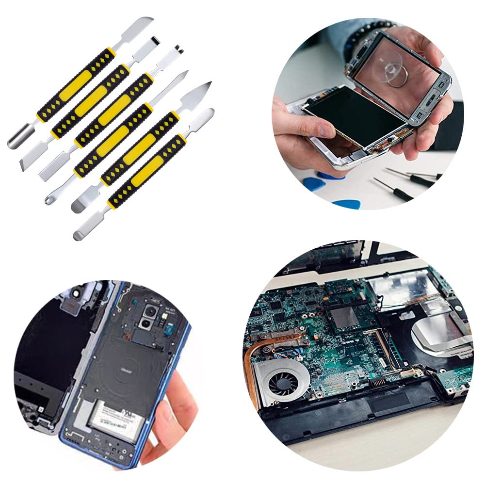 6Pcs Strumenti di Riparazione di Elettronica Set di Spudger in Metallo a Doppia Estremità Strumento di Smontaggio di Apertura per Tablet, Telefono Cellulare