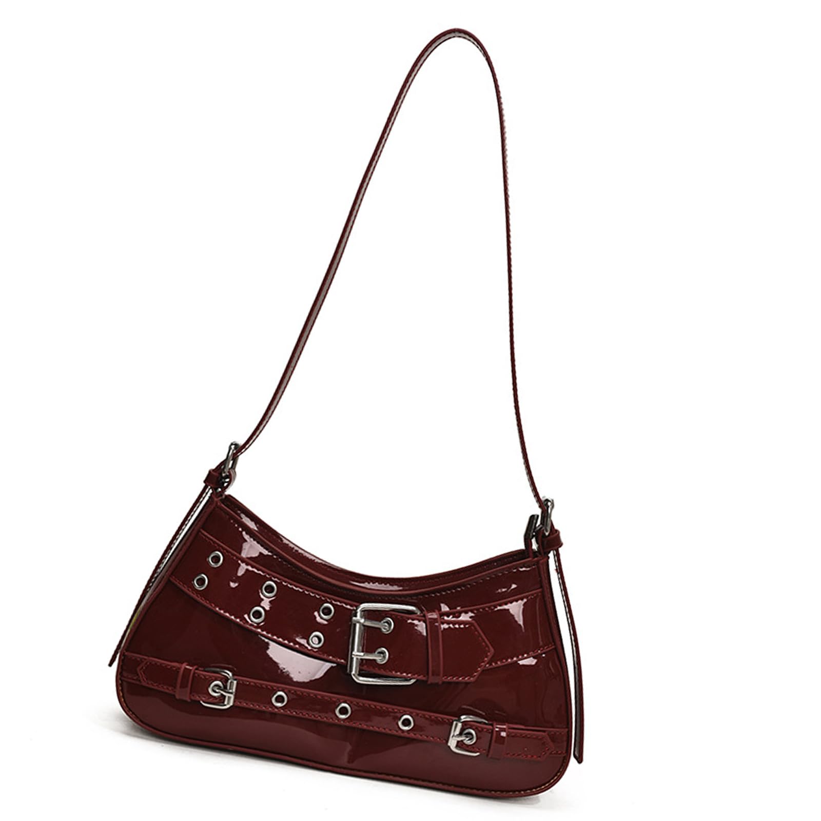 Jazuaiao Women's Red Bag Pu Leather Underarm Purse Trendy Shoulder Bag Shopping Simple Crossbody Aesthetic Armpit Pu Leather Crossbody For
